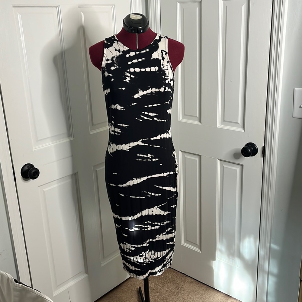 Black and white Tye Dye MIDI Dress